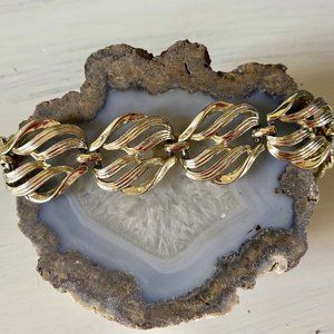 1970s vintage Ciro geometric curved brass bracelet